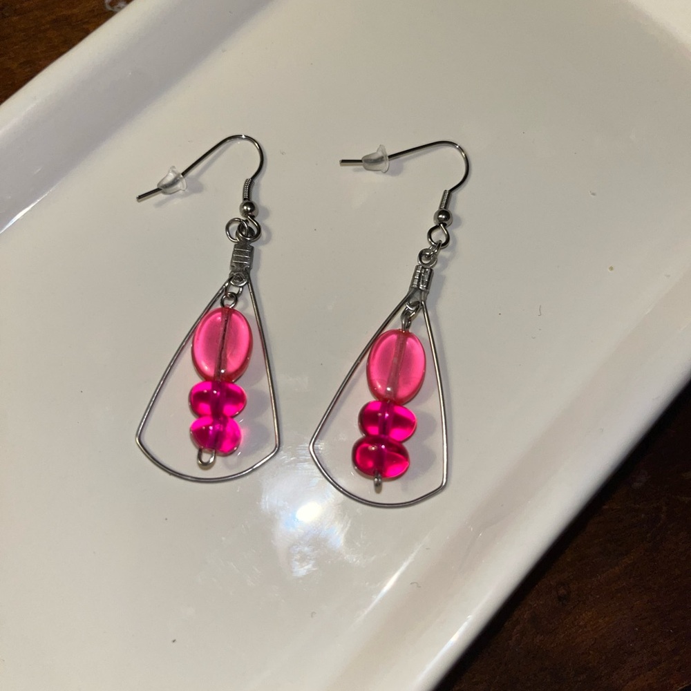 Pink Beaded Earrings